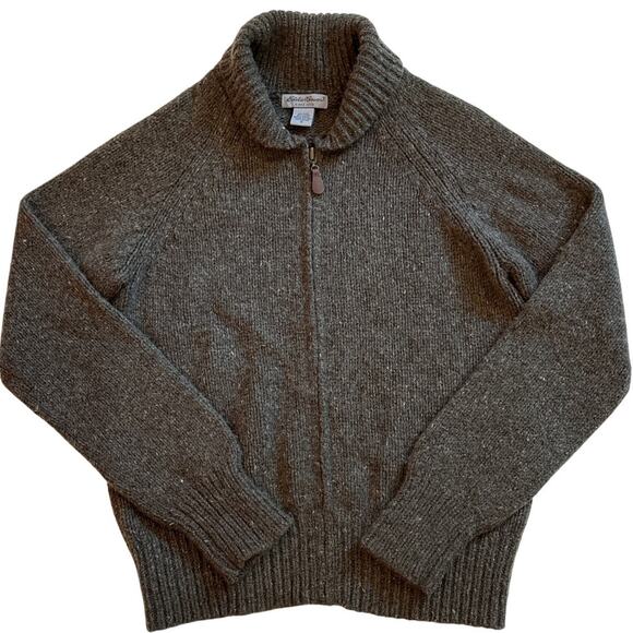 Eddie Bauer Sweater Womens Med Green Cardigan Wool Blend Full Zip Australia made - Picture 1 of 8